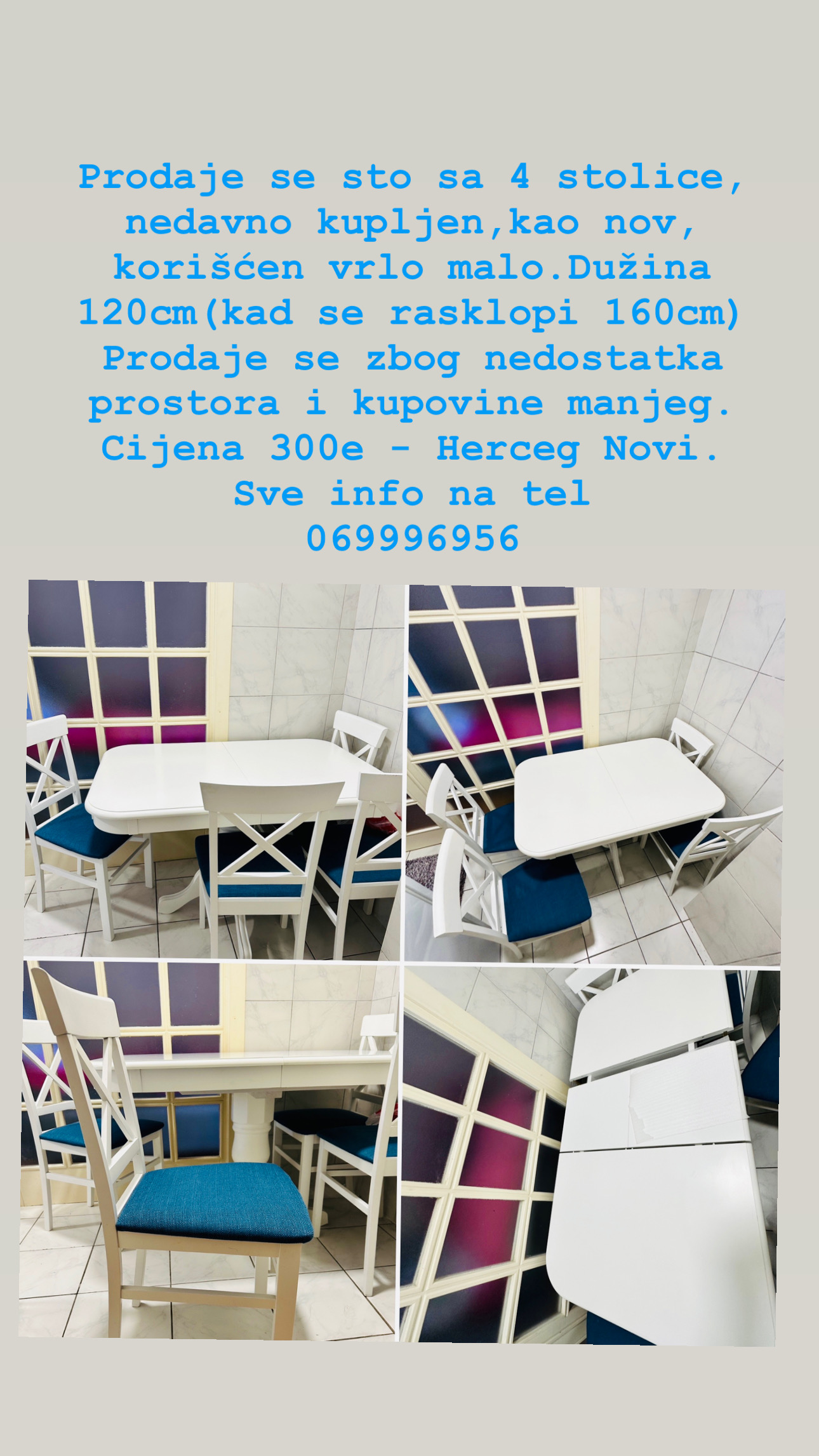 trepezarijski sto i 4 stolice