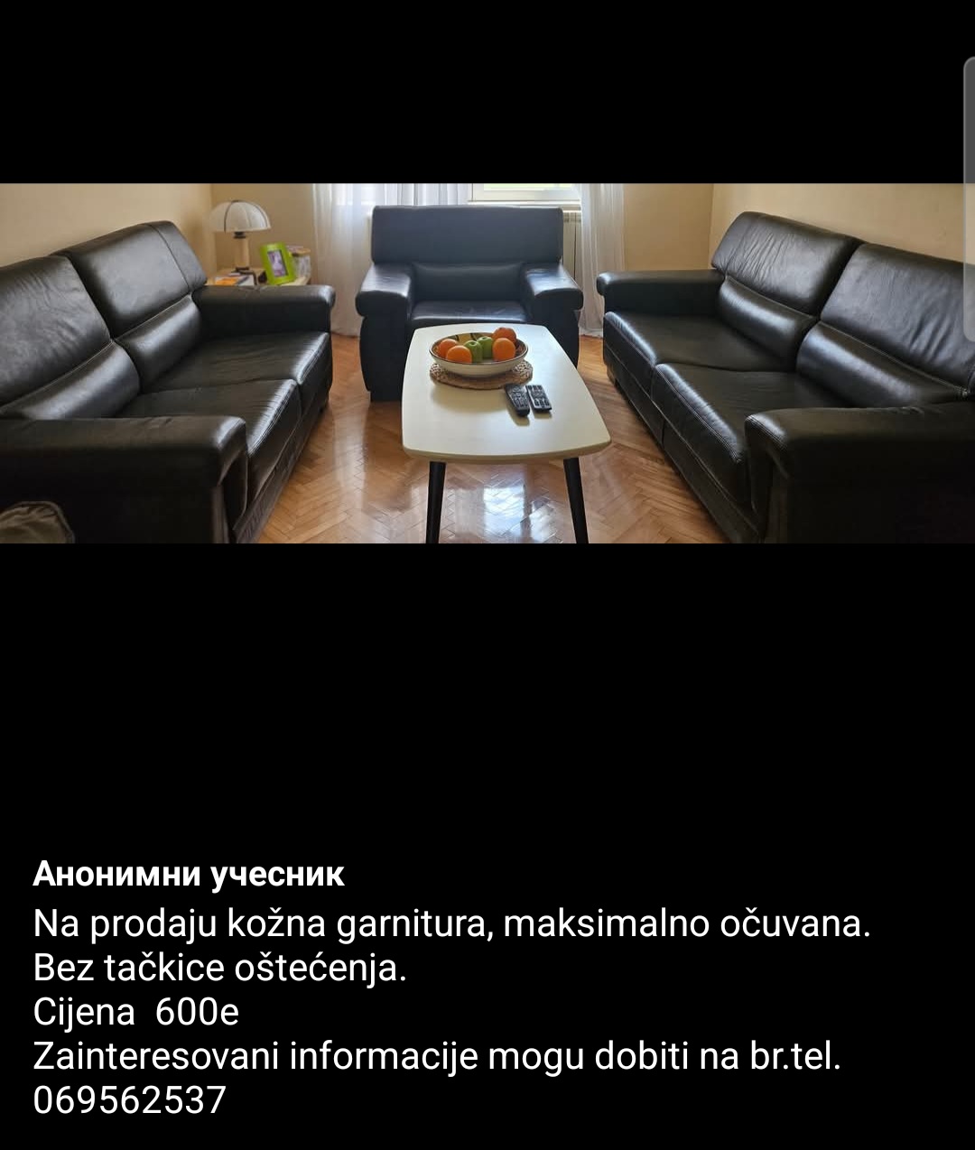 Prodajem koznu garnituru