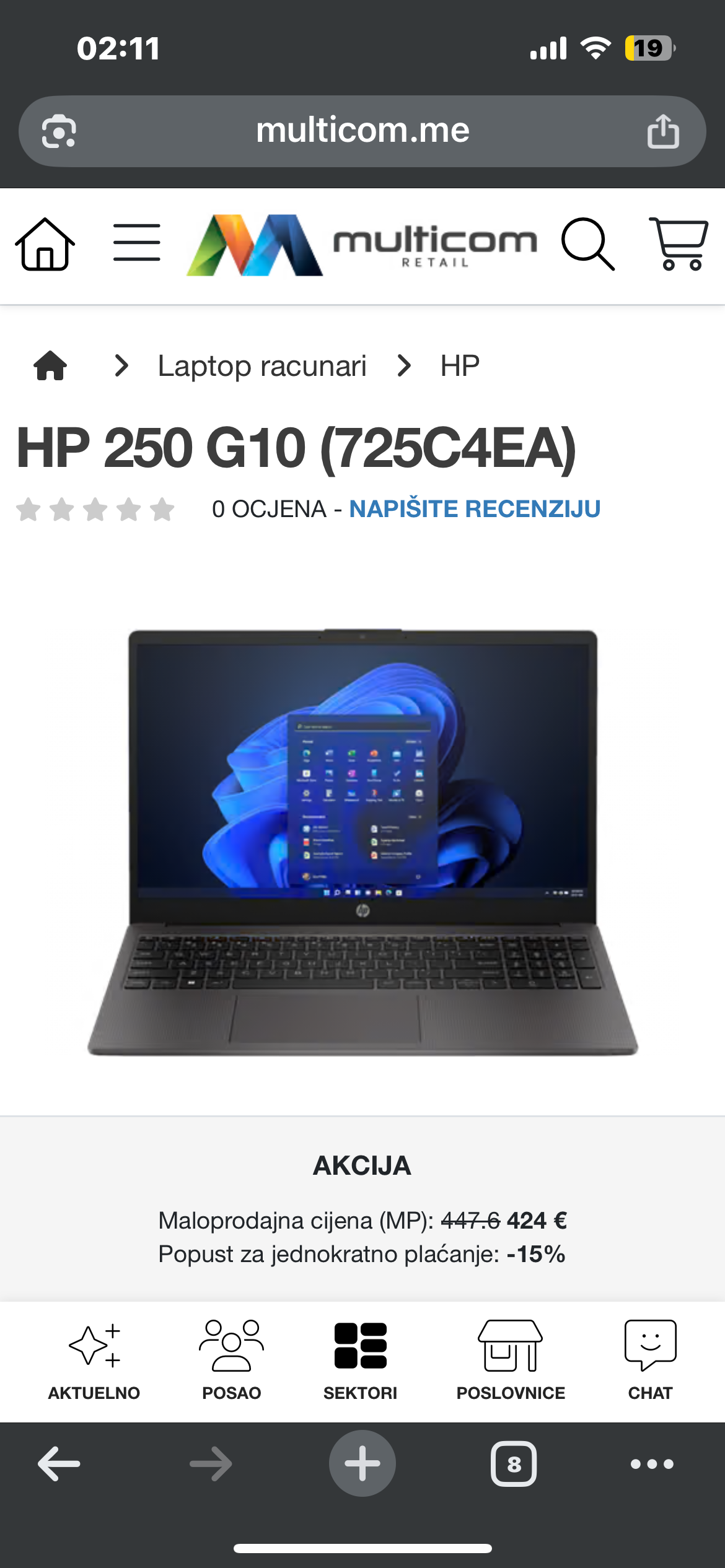 Prodajem laptop HP 250 G10 nov